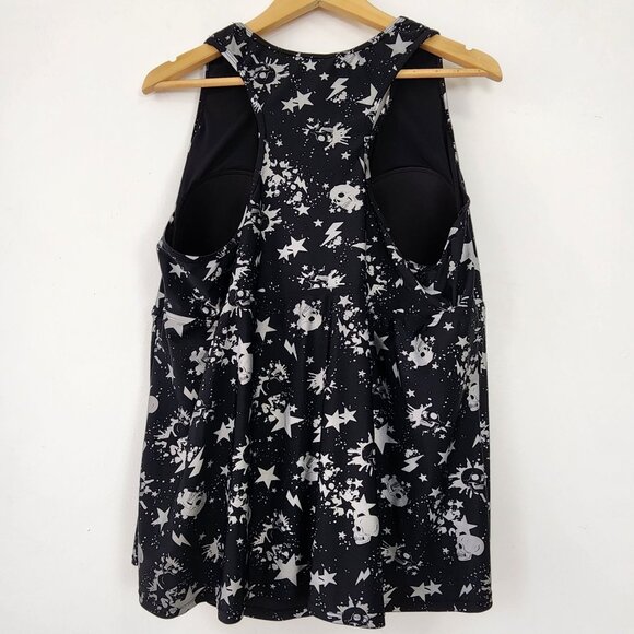 Torrid 5X Skulls Stars Racerback Tankini Swim Top Wireless Padded DD/F Punk Goth - Picture 5 of 12